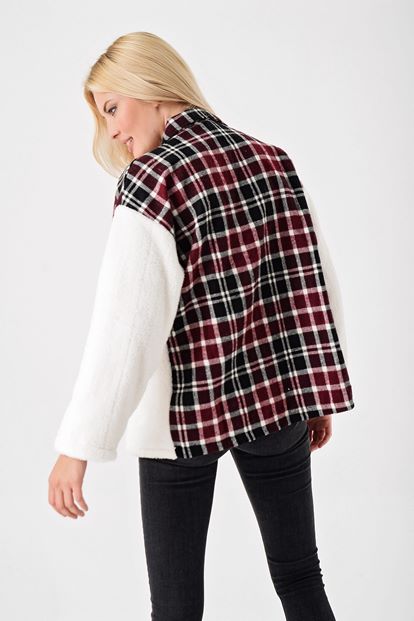 Burgundy Pore Checkered Plush Jacket