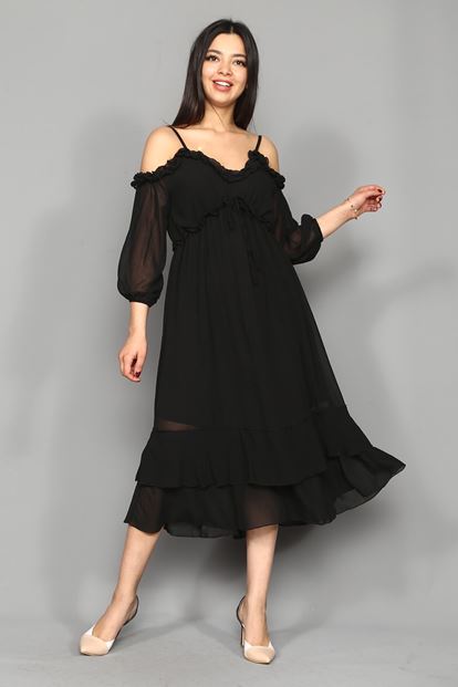 Siyah  Şifon Elbise