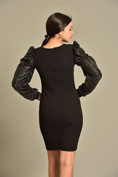 Siyah Pul Payet Elbise