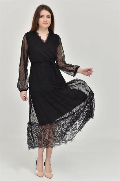Siyah Dantel Elbise