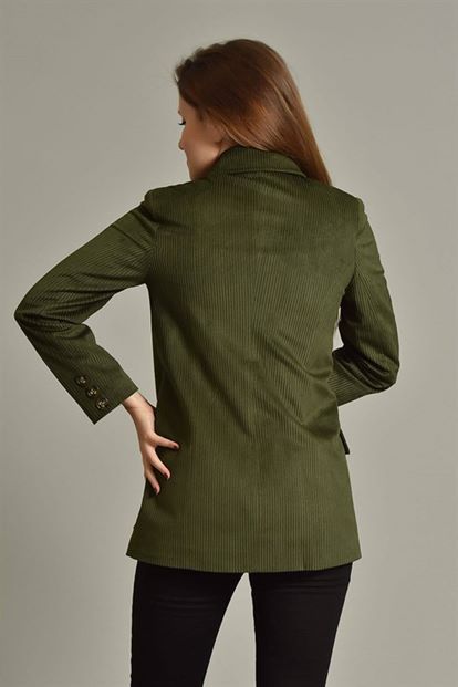 Yeşil Fitilli Kadife Blazer Ceket