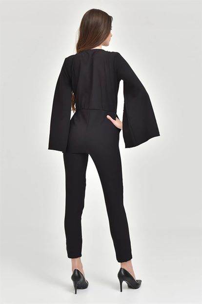 Siyah Kolları Yırtmaçlı Tulum