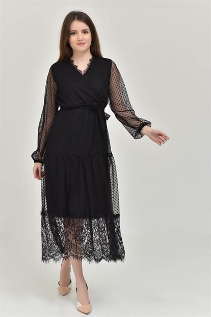 Siyah Dantel Elbise