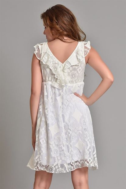 White Guipure Short Dress