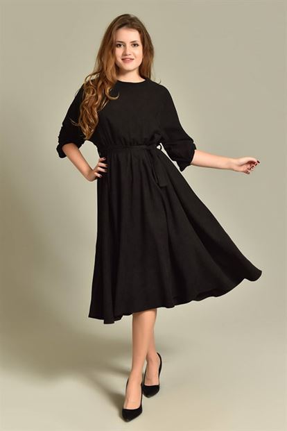 Black velvet midi boy dress
