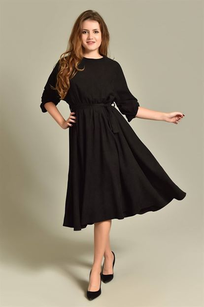 Black velvet midi boy dress