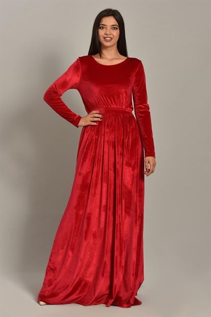 Maroon velvet long dress
