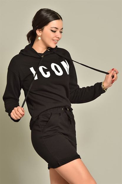 Siyah Sweat Etek Takım