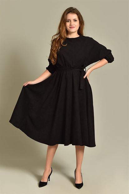 Black velvet midi boy dress