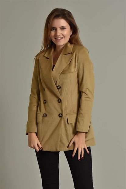 Cream Attay Velvet Blazer Jacket