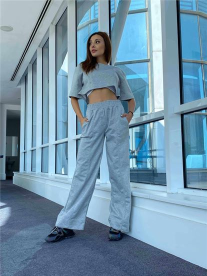 Gri Crop Eşofman Takımi