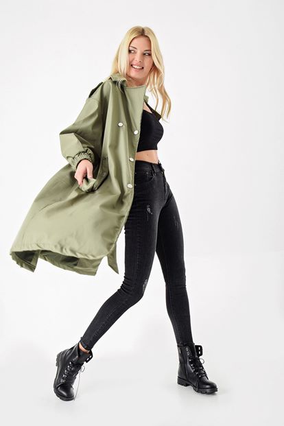 Khaki waterproof trench coat