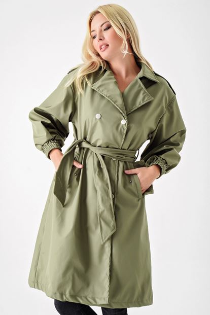Khaki waterproof trench coat