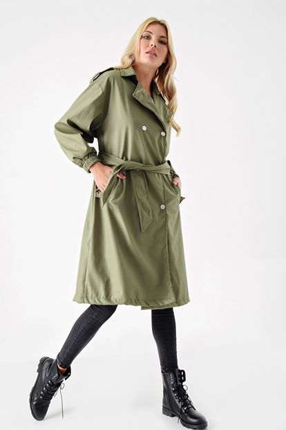 Khaki waterproof trench coat
