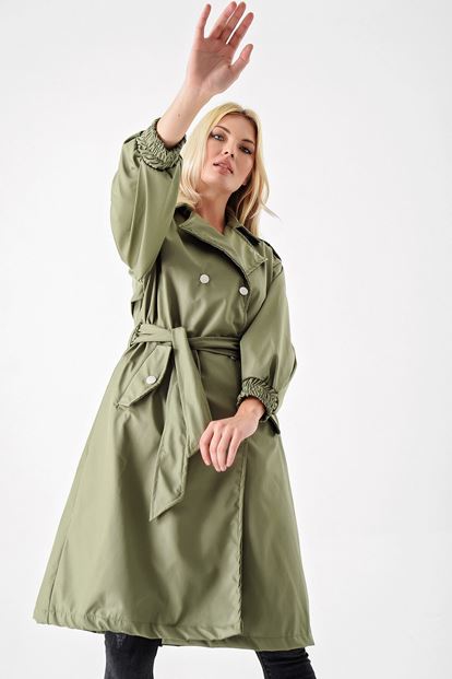 Khaki waterproof trench coat