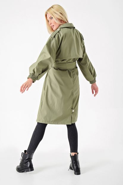 Khaki waterproof trench coat