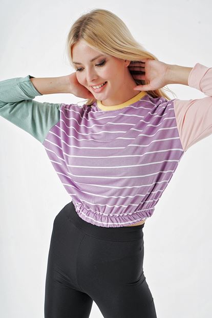Handles Color Purple Striped Sweater