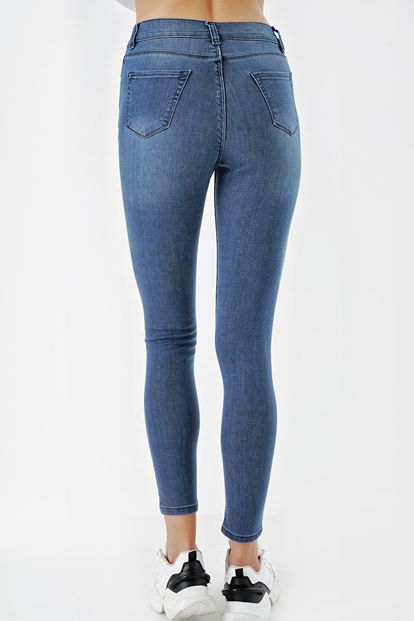 Mavi Yırtık Detayli Skinny Jean Pantolon