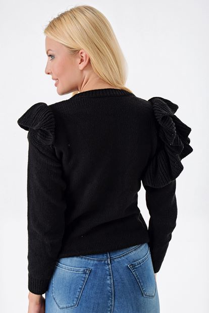 Black Frilly Knitwear Sweater
