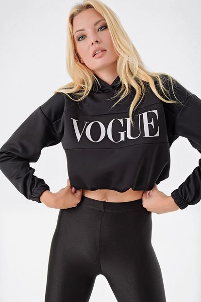 Black Vogue Tire Print Waist Sweater